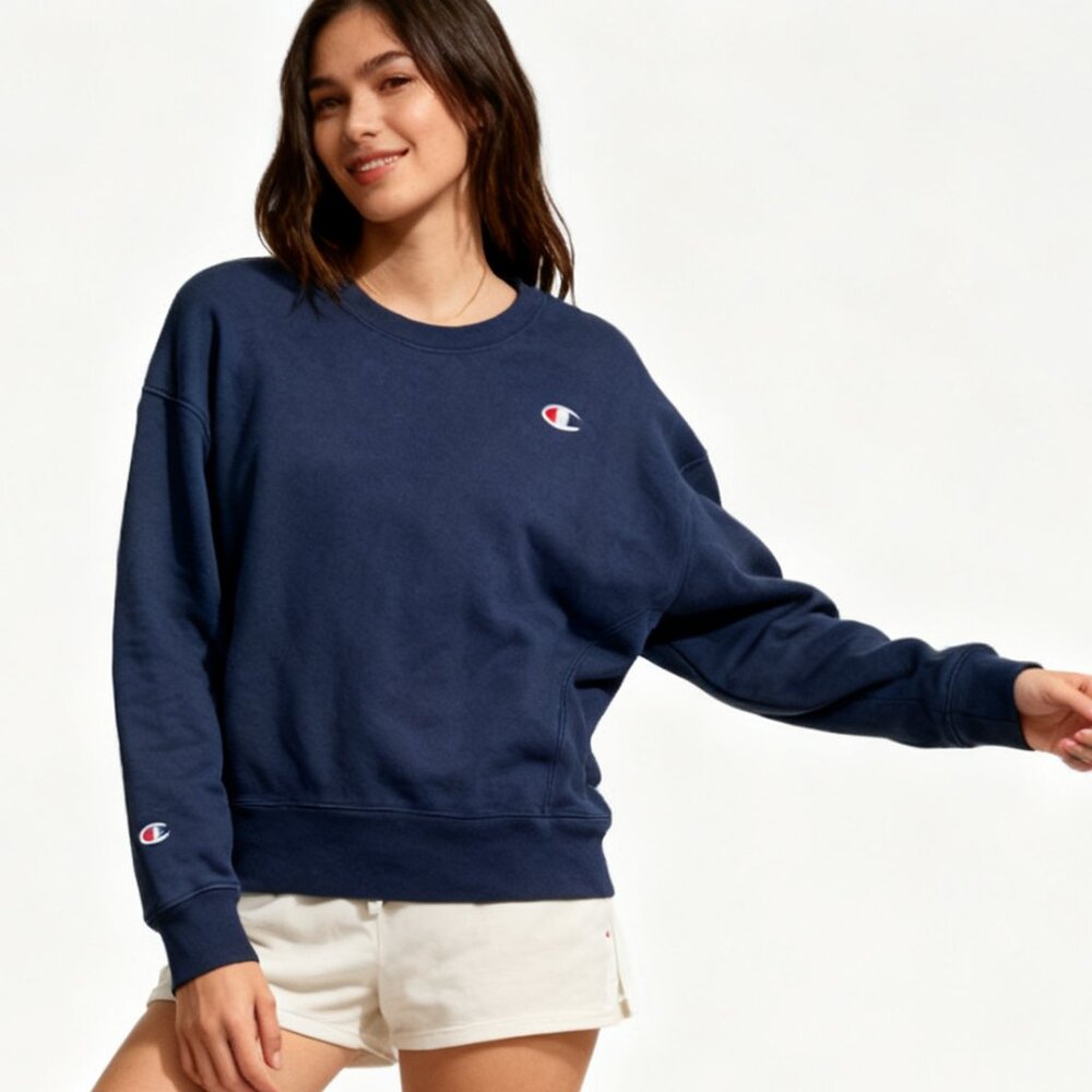 Champion Reverse Weave Navy Blue Crewneck Sweatshirt - Size M